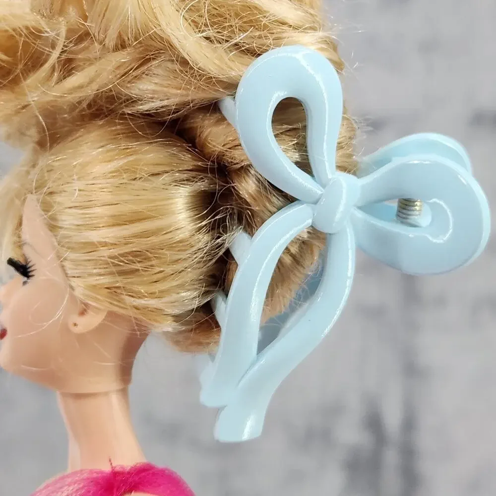 3 pc Ribbon Shaped Claw Clip Set, Hair clips, Light Blue by Princess Accessories